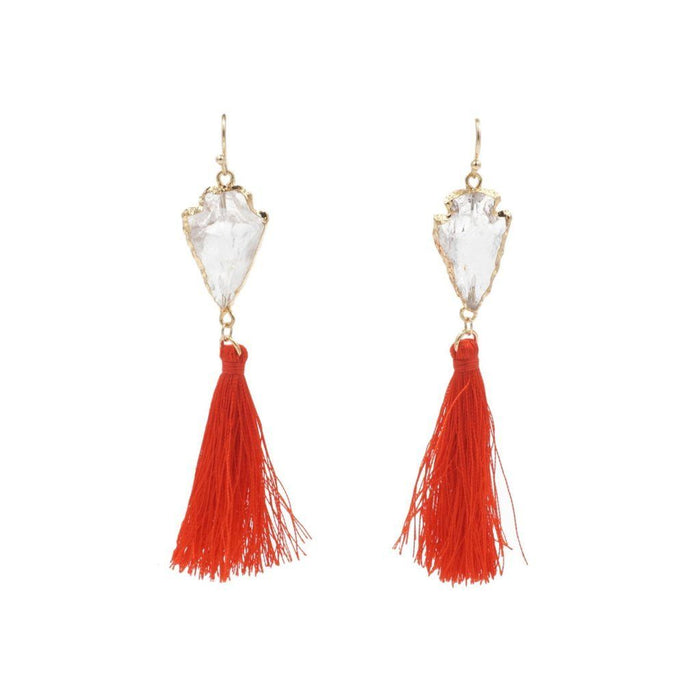 Jasper Collection - Cherry Red Fringe Drop Earrings (Wholesale)