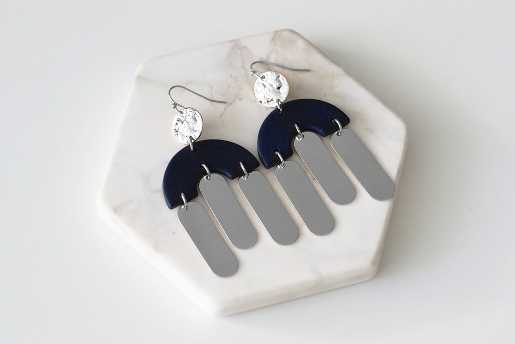 Kissa Collection - Silver Navy Earrings