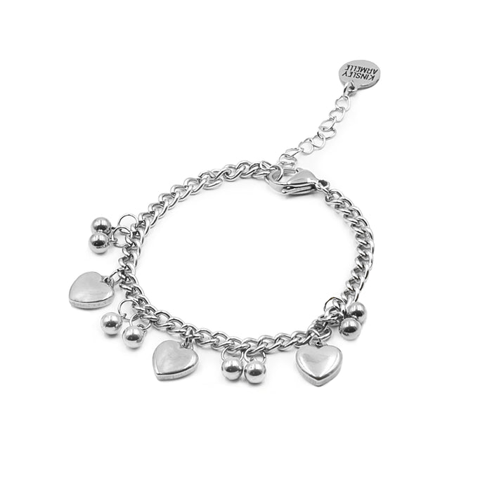 Love Collection - Silver Heart Charm Bracelet (Wholesale)