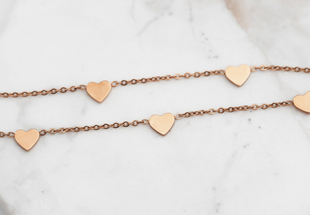 Love Collection - Rose Gold Heart Charm Necklace