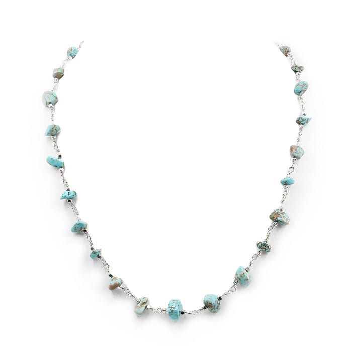 Luiza Collection - Silver Turquoise Necklace (Wholesale)
