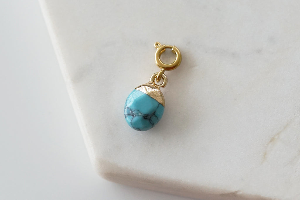 Maker Collection - Aqua Marine Dipped Oval Charm