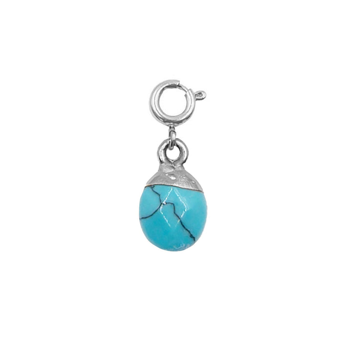 Maker Collection - Silver Aqua Marine Dipped Oval Charm (Wholesale)
