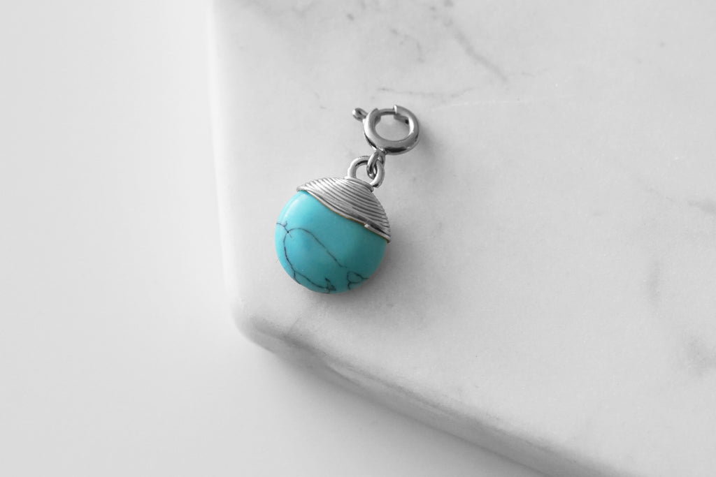 Maker Collection - Silver Aqua Marine Wire Wrapped Charm