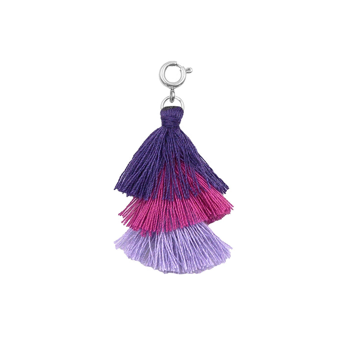 Maker Collection - Silver Aster Triple Tassel Charm (Wholesale)
