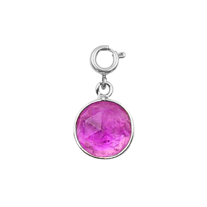 Maker Collection - Silver Fuchsia Circle Charm (Wholesale)