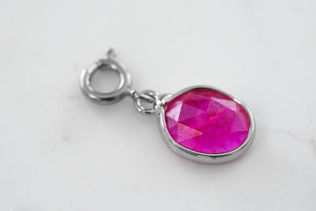 Maker Collection - Silver Fuchsia Oval Charm