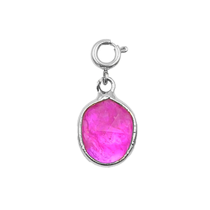 Maker Collection - Silver Fuchsia Oval Charm (Wholesale)