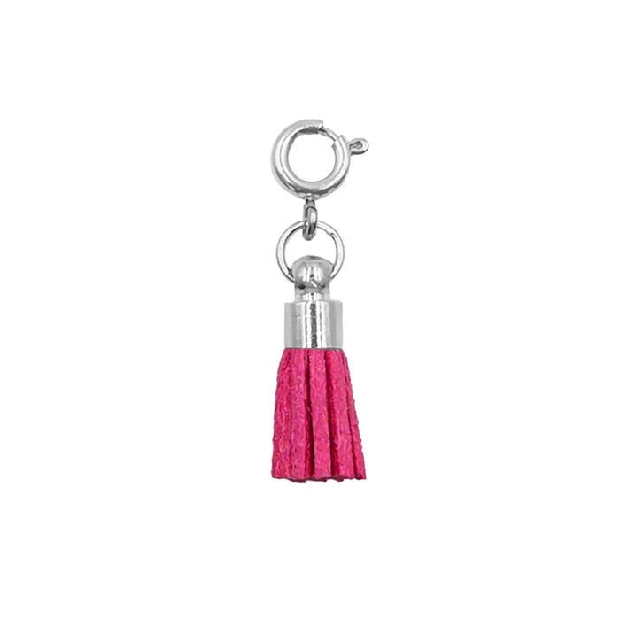 Maker Collection - Silver Fuchsia Suede Tassel Charm