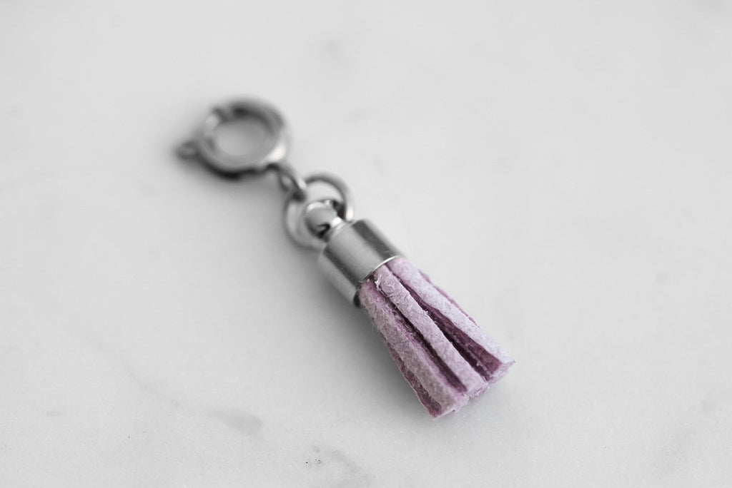 Maker Collection - Silver Mauve Suede Tassel Charm