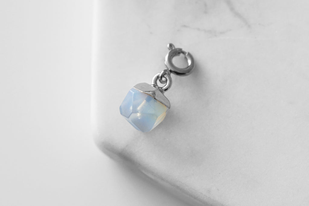 Maker Collection - Silver Moonstone Icosahedron Charm