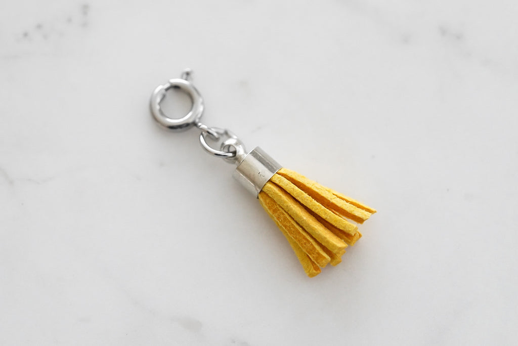 Maker Collection - Silver Mustard Suede Tassel Charm