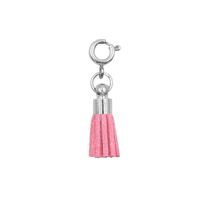 Maker Collection - Silver Scarlet Suede Tassel Charm (Wholesale)