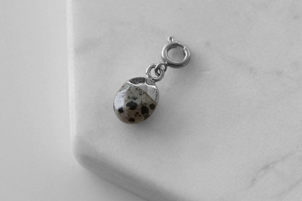 Maker Collection - Silver Speckle Dipped Oval Charm