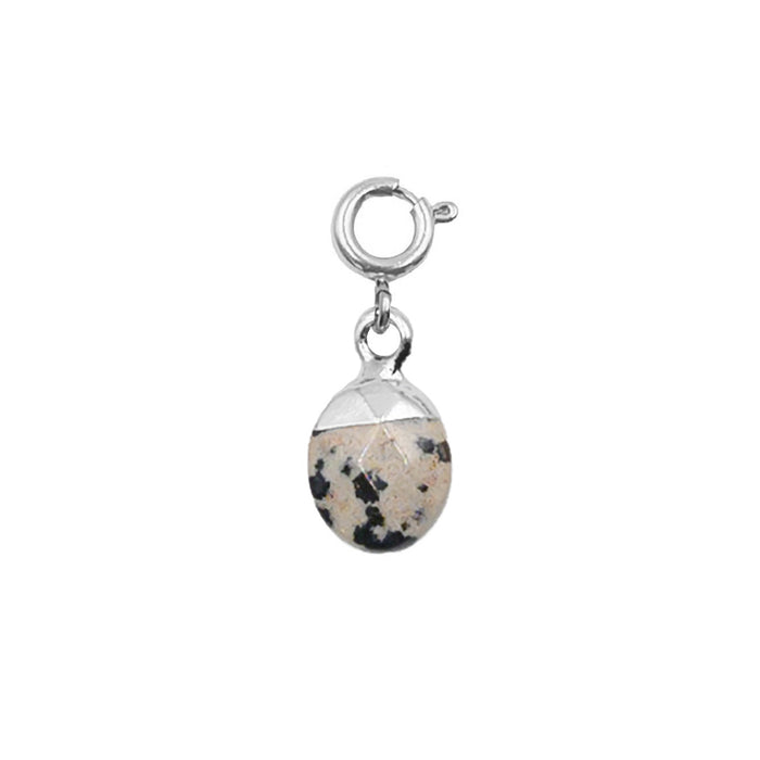 Maker Collection - Silver Speckle Dipped Oval Charm (Wholesale)