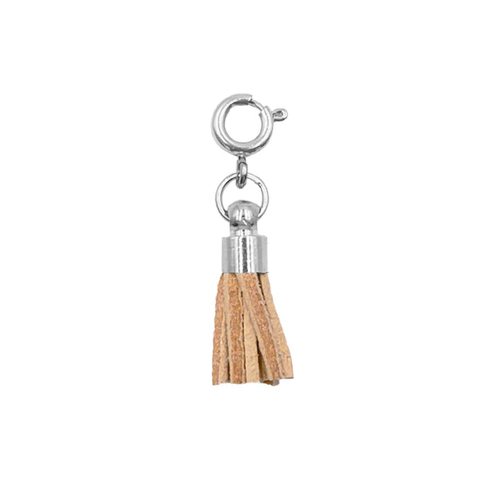 Maker Collection - Silver Tawny Suede Tassel Charm (Wholesale)