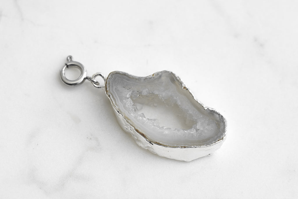 Maker Collection - Silver White Agate Stone Charm