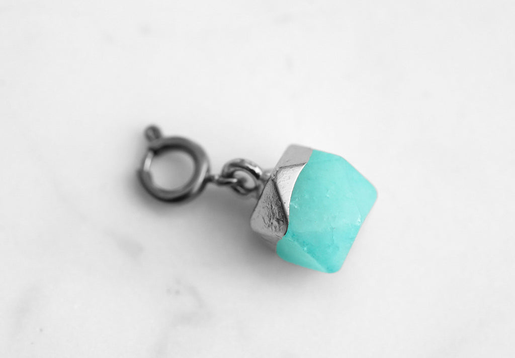 Maker Collection - Silver Azure Icosahedron  Charm