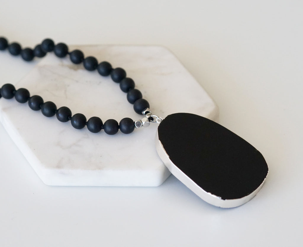 Onyx Collection - Silver Coal Necklace