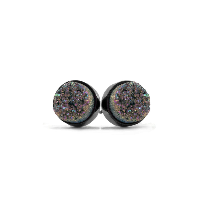 Regal Collection - Black Elara Cosmic Quartz Stud Earrings