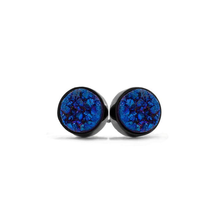 Regal Collection - Black Ondine Blue Stud Earrings (Wholesale)