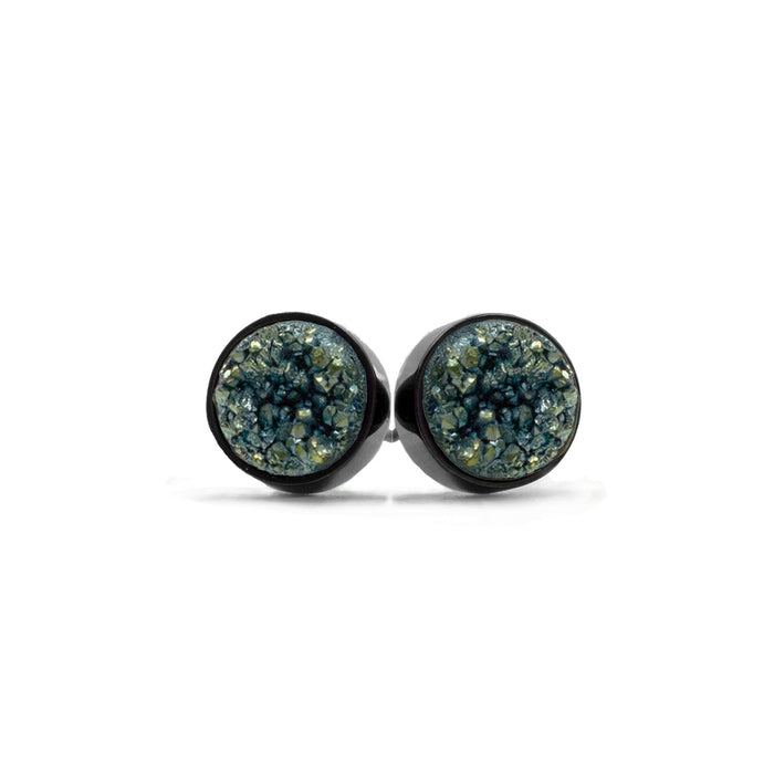 Regal Collection - Black Venus Cosmic Quartz Stud Earrings
