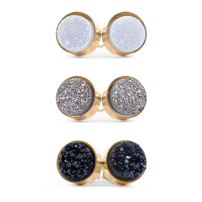 Regal Collection - Noir Quartz Stud Earring Set