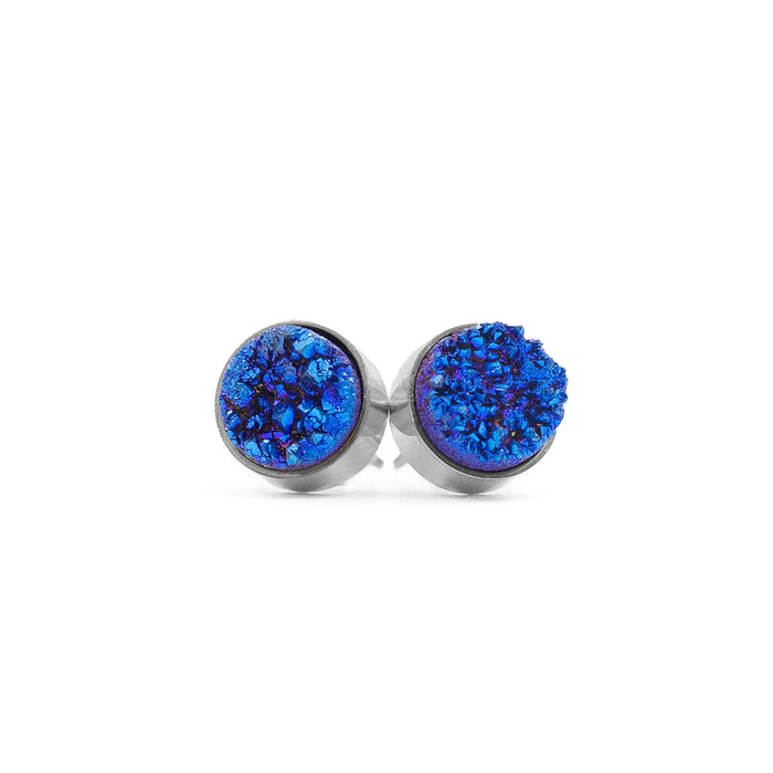 Regal Collection - Silver Ondine Blue Stud Earrings