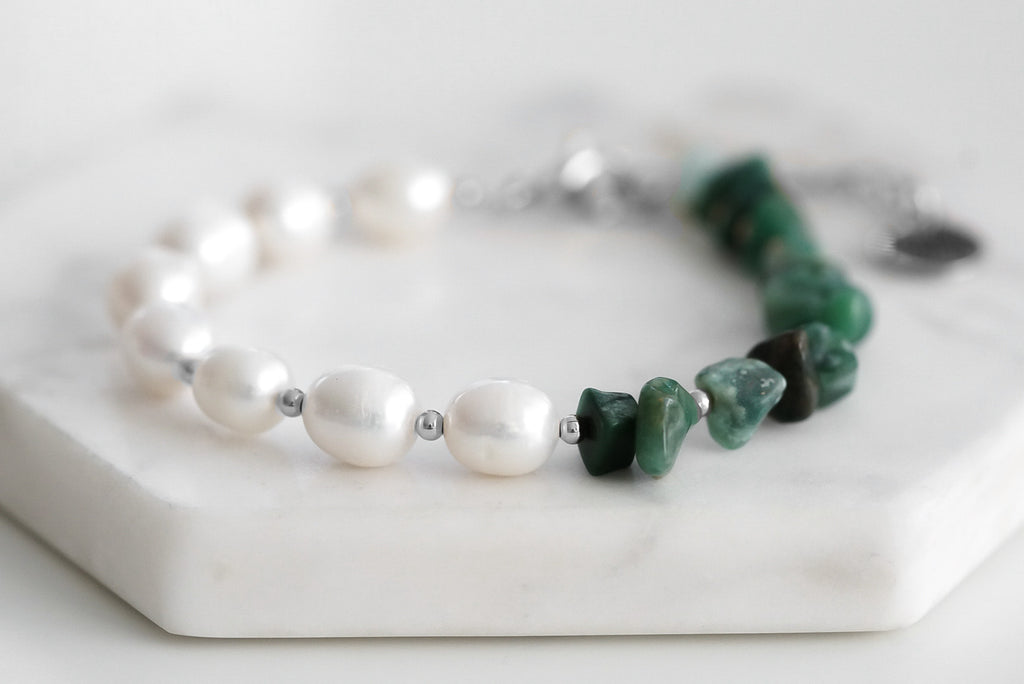 Seaside Collection - Silver Jade Bracelet