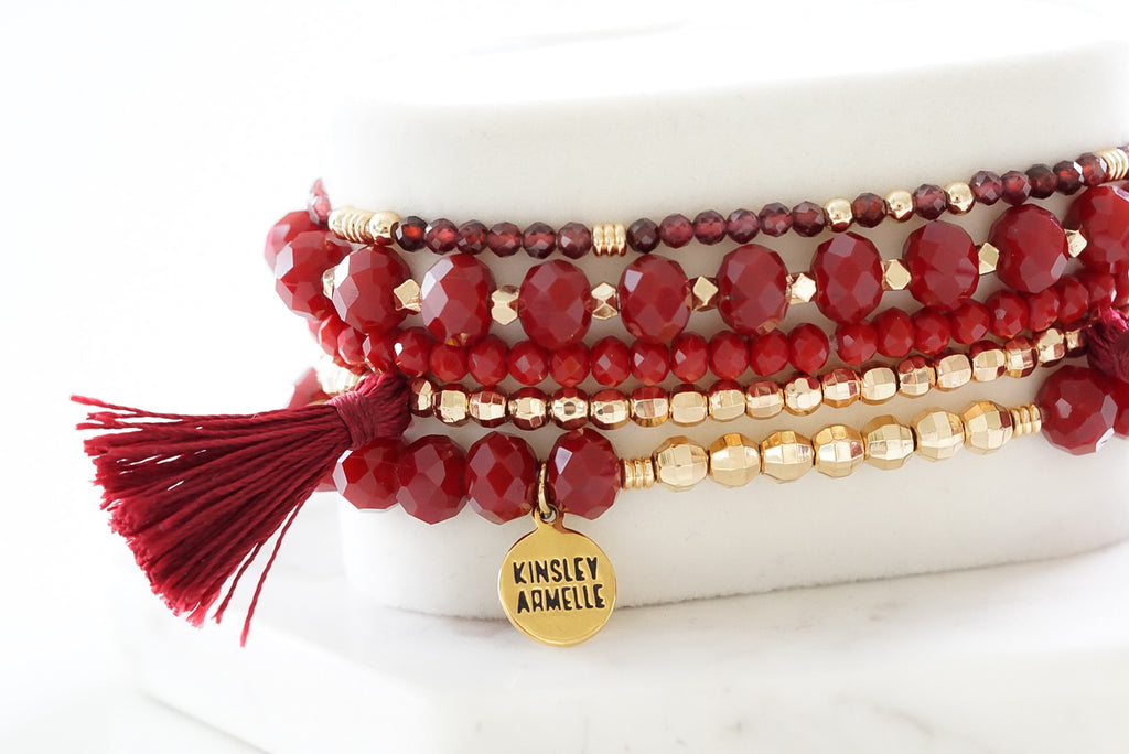 Stacked Collection - Maroon Bracelet Set
