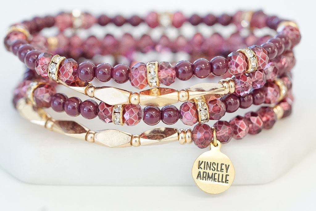 Stacked Collection - Raspberry Wine Bracelet Set