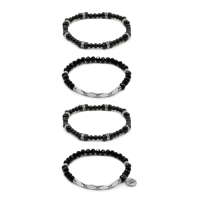 Stacked Collection - Silver Coal Bracelet Set