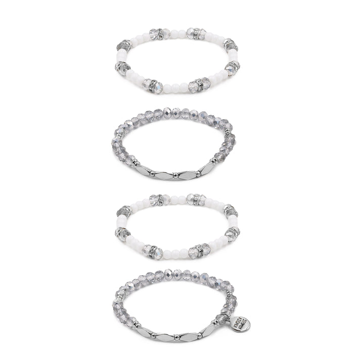 Stacked Collection - Silver Crystal Glass Bracelet Set