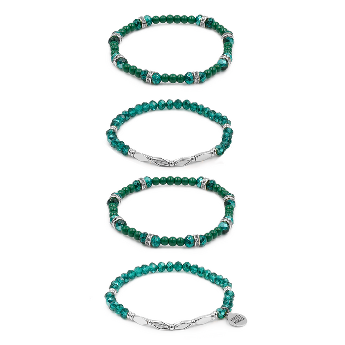 Stacked Collection - Silver Jade Bracelet Set