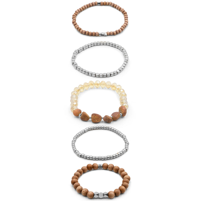 Stacked Collection - Silver Rosewood Bracelet Set (Wholesale)