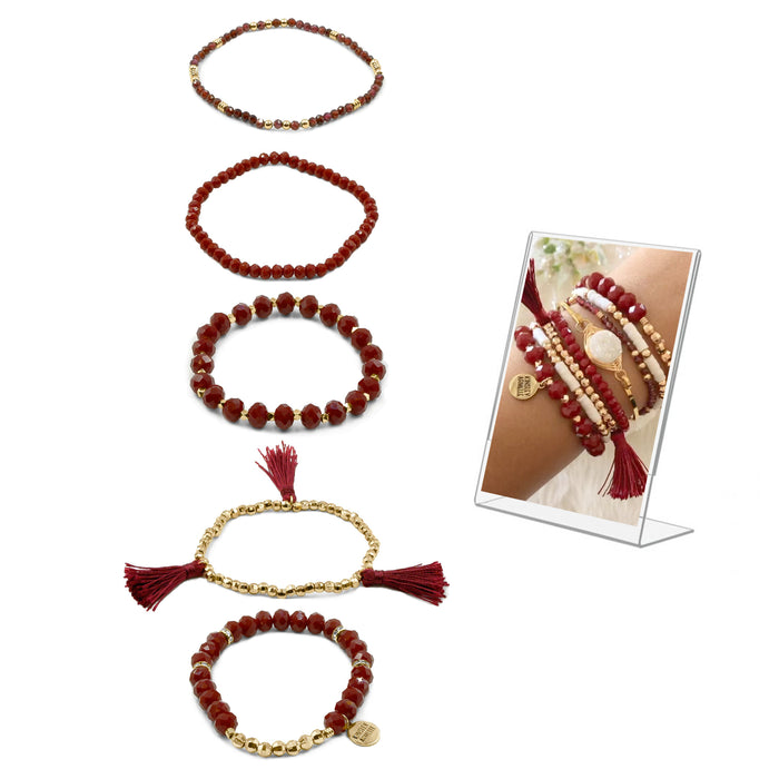 Stacked Collection - Maroon Bracelet Set (Wholesale)