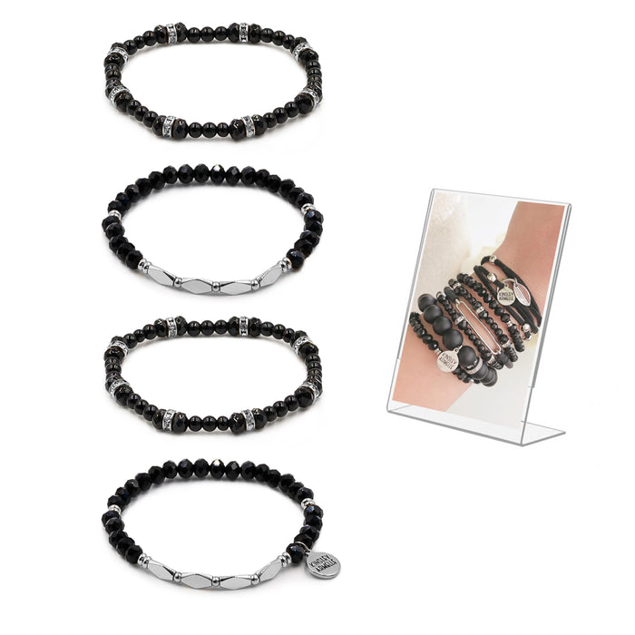 Stacked Collection - Silver Coal Bracelet Set (Wholesale)