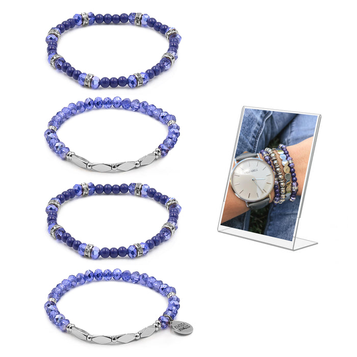 Stacked Collection - Silver Indigo Bracelet Set (Wholesale)