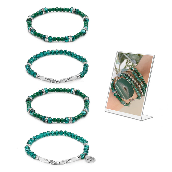 Stacked Collection - Silver Jade Bracelet Set (Wholesale)