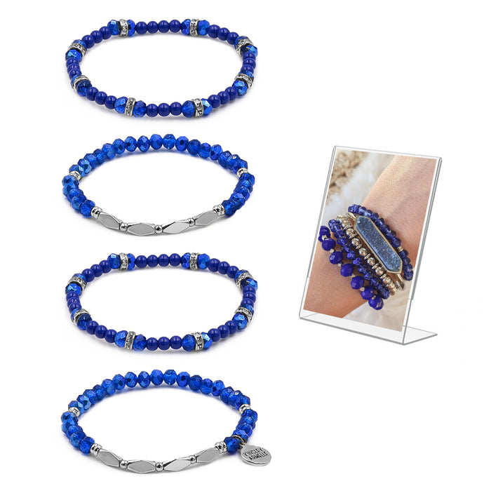 Stacked Collection - Silver Ondine Blue Bracelet Set (Wholesale)