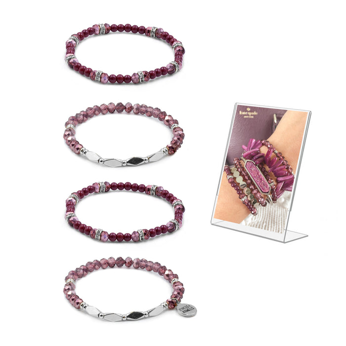 Stacked Collection - Silver Raspberry Wine Bracelet Set (Wholesale)