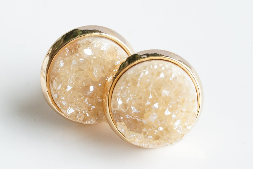 Stone Collection - Amber Quartz Stud Earrings