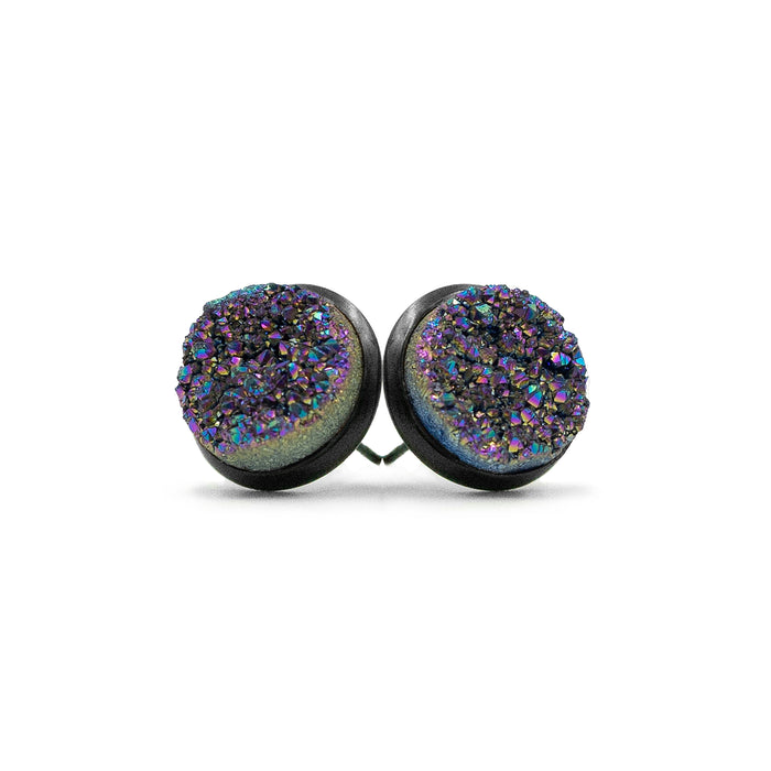 Stone Collection - Black Elara Cosmic Quartz Stud Earrings (Wholesale)