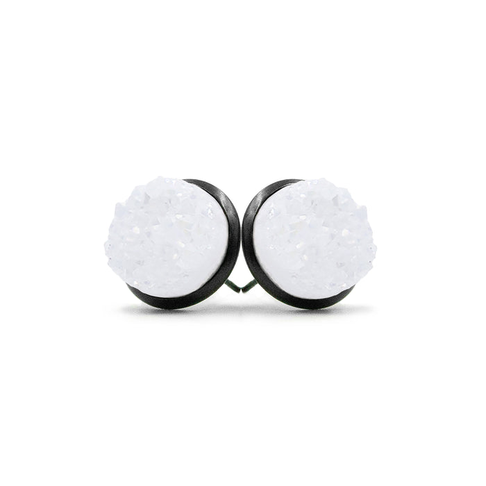 Stone Collection - Black Pearl Quartz Stud Earrings (Wholesale)