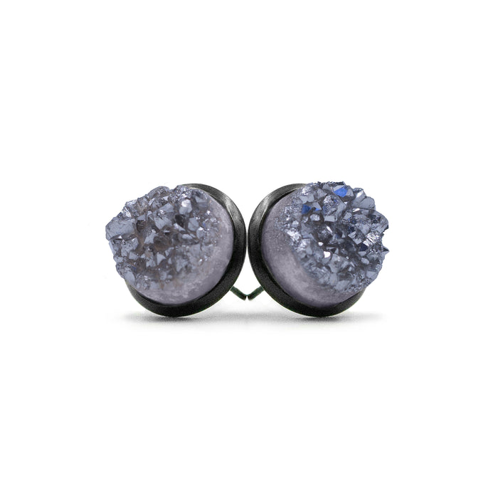 Stone Collection - Black Stormy Quartz Stud Earrings