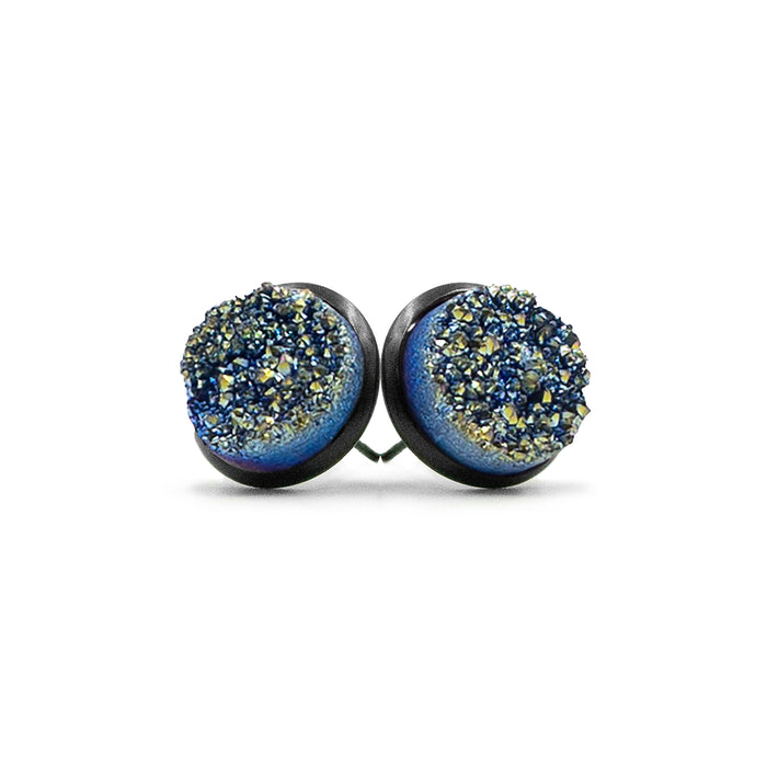 Stone Collection - Black Venus Cosmic Quartz Stud Earrings (Wholesale)