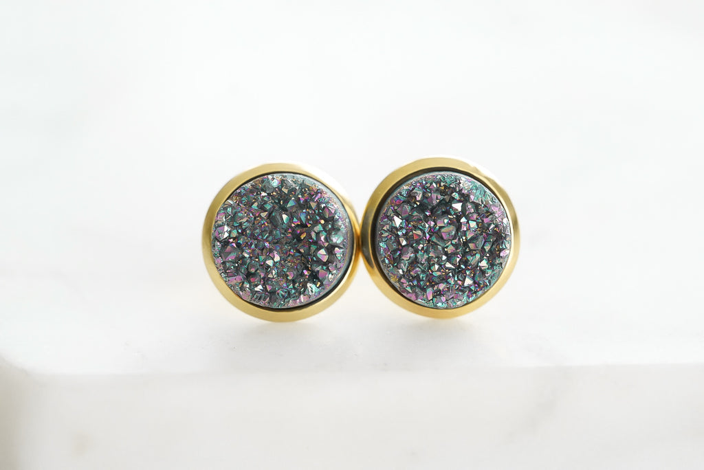Stone Collection - Elara Cosmic Quartz Stud Earrings