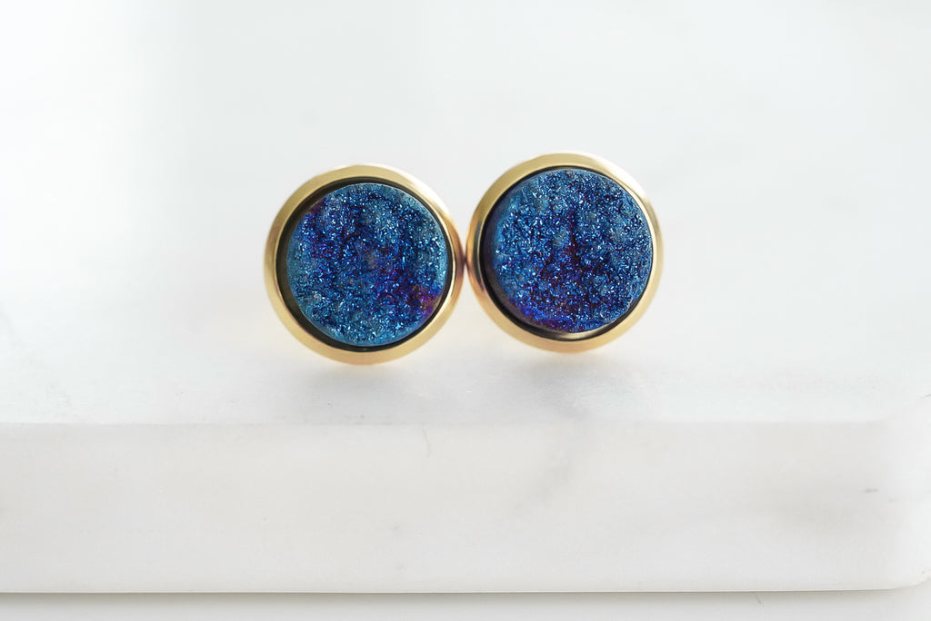 Stone Collection - Ondine Blue Quartz Stud Earrings