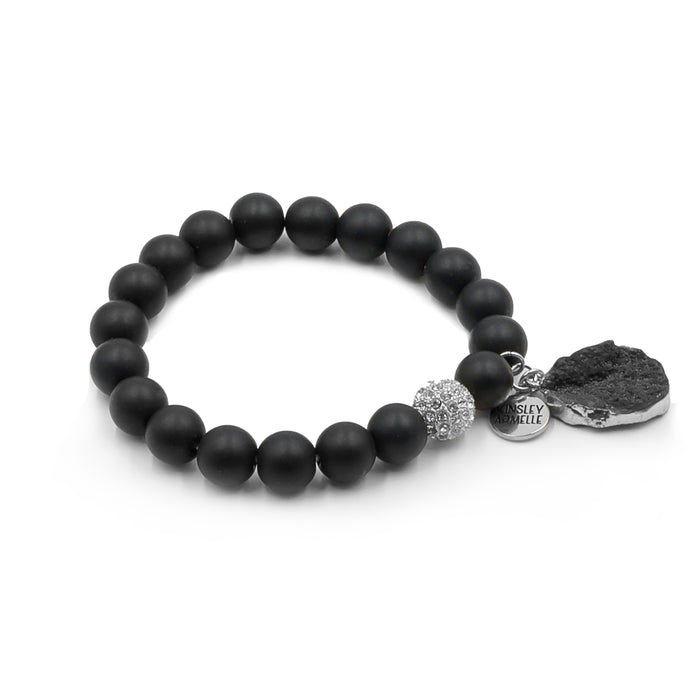 Stone Collection - Silver Coal Drop Bracelet (Wholesale)