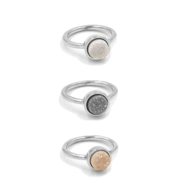 Stone Collection - Silver Quartz Ring Set (Wholesale)